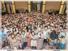 Our company’s annual dinner is an event whereby all staffs gather together.